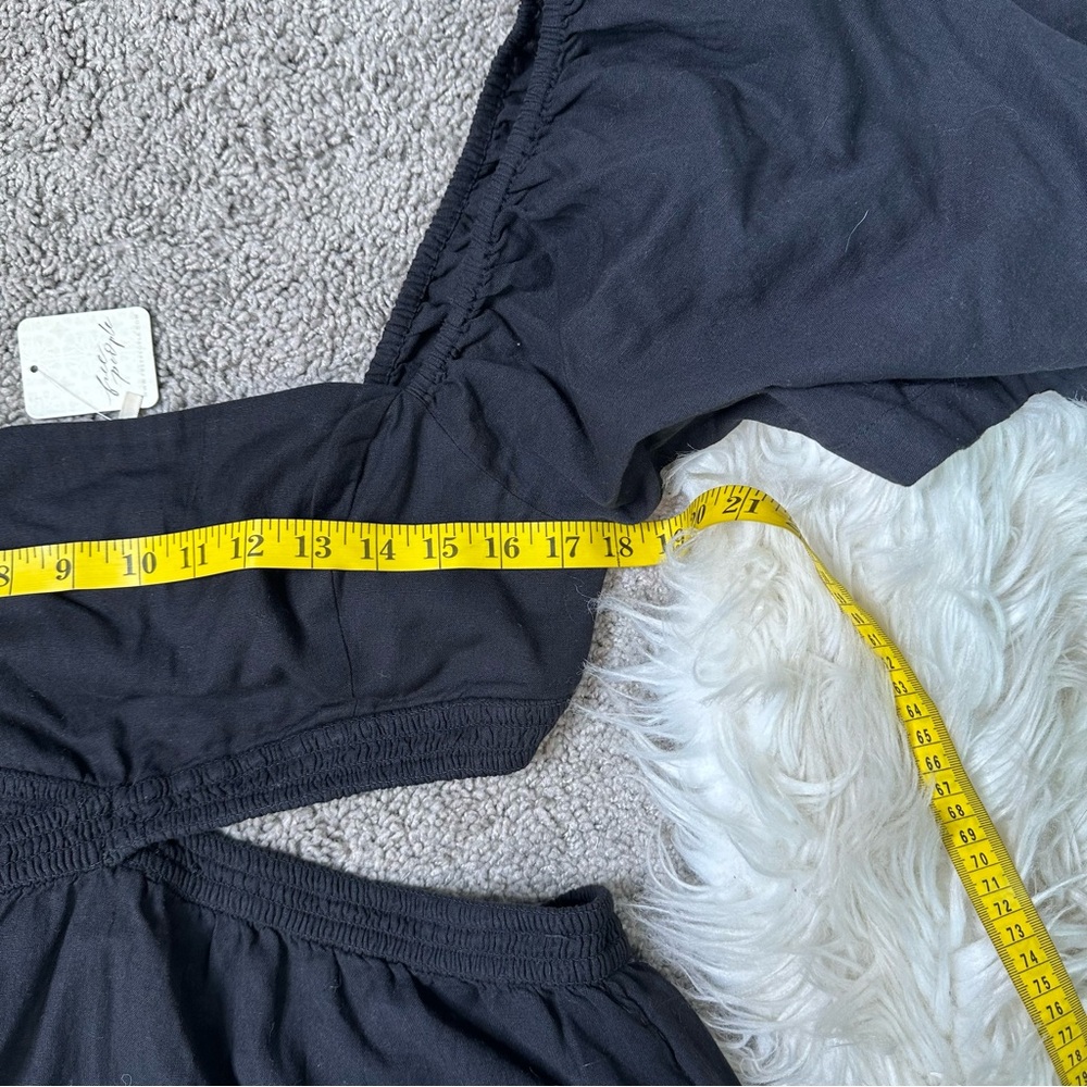 NWT Free People Cross‎ Of Sunlight Mini Dress Cutout Waist  Black linen blnd - Picture 13 of 14